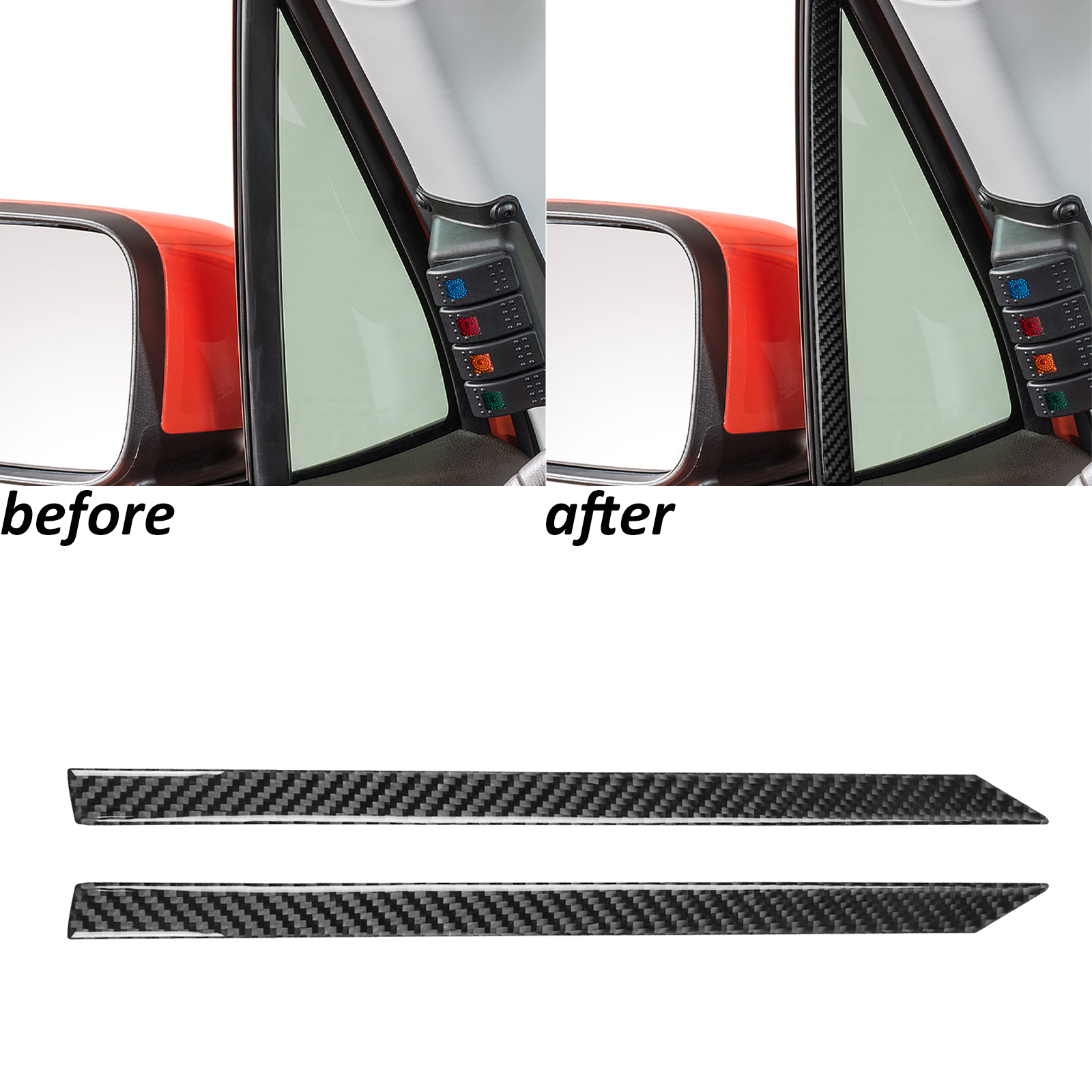 Real Carbon Fiber Interior Side A-Pillar Panel Trim For Jeep Renegade 2015-2023
