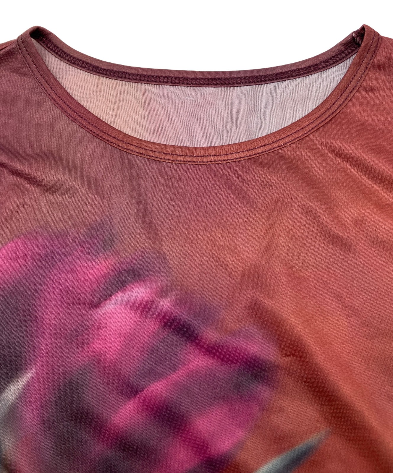 Ameri SHEER FLOWERBASE PRINT TOP FREE Brown x Pur… - image 3