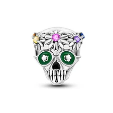 MULA New 925 Sterling Silver Rainbow Daisy Skull DIY Charm CZ for Women Bracelet