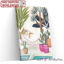Paint by Numbers Kit Tiger Plant Canvas Art Home Decor Oil Painting