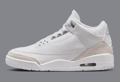 Nike Air Jordan 3 Retro Pure Money White Metallic Silver CT8532-111 sz 9.5 Men's