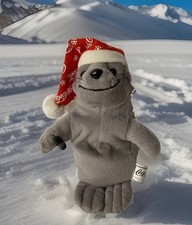 Coca Cola Brand Bean Bag Plush Stuffed Seal Toy 9 in holding coke 1997