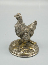 Bronze Animalier, Poule en bronze argenté, Mascotte Automobile, 1900