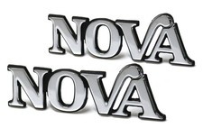 New Nova Front Fender Emblems Set 1975-1979 Chevy Chrome Trim Badge Pair