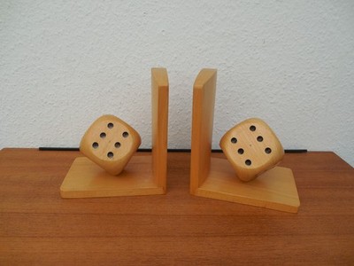 Buchstützen Holz Würfel Vintage 19,5 x 16,5 cm 70er Jahre (B)