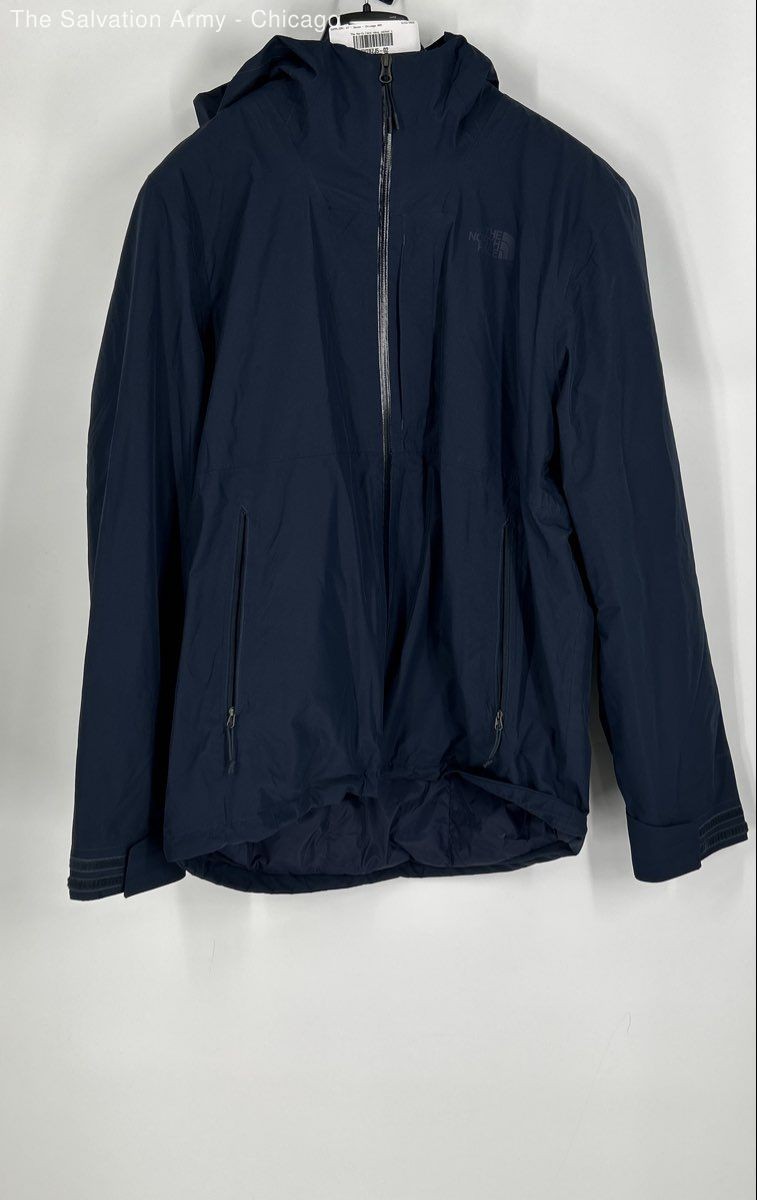 The North Face Mens Navy Blue Long Sleeve Full-Zip Rain Coat Jacket Size Large