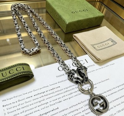 Gucci Silver Link Chain Necklace, Lobster Clasp Closure, No Stone