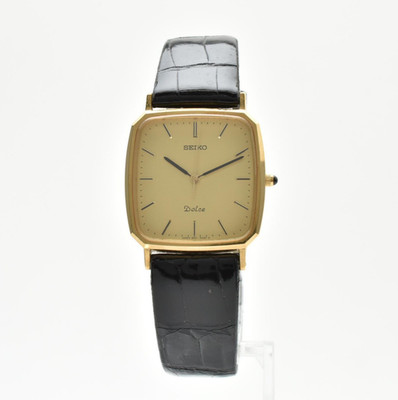 [NEAR MINT] SEIKO Dolce 5E31-5A80 Gold Dial Square Men's Quartz Watch From Japan