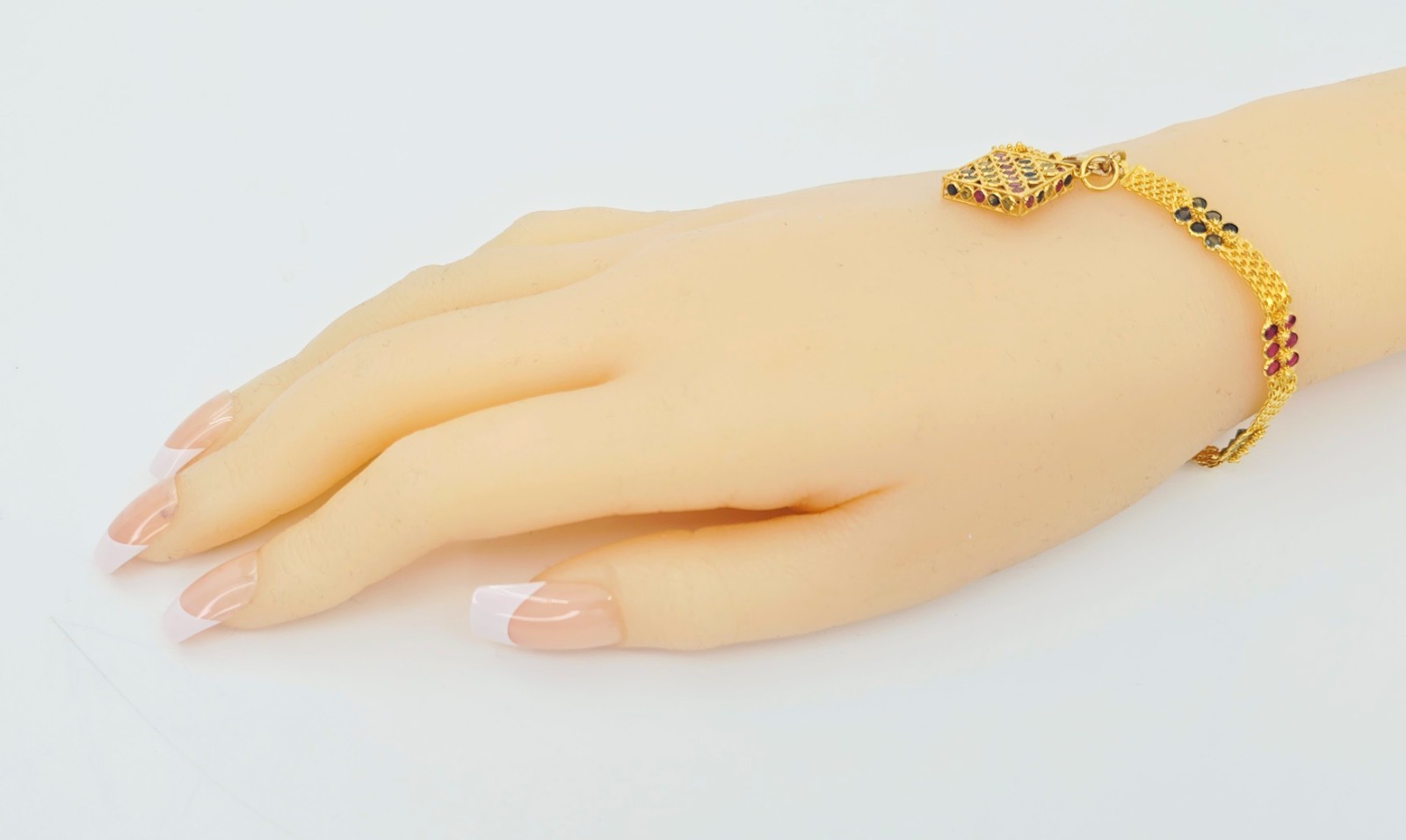 Unique 20K Solid Yellow Gold Multi Colored Gemsto… - image 10