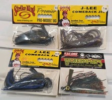 Lot of 4-Beast Coast Strike King Jigs 1oz, 3/4  1/4oz 5/16 Black Brown Bass Lure