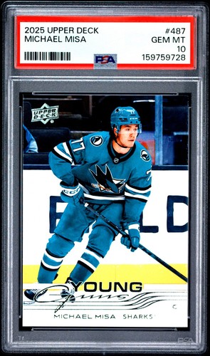 2025‑26 Upper Deck Young Guns Michael Misa #487 San Jose Sharks PSA 10