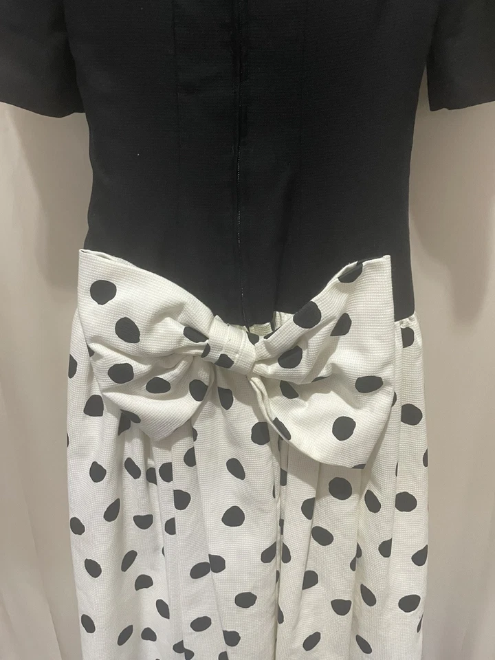 Vestido de fiesta de graduación con lazo grande lunares vintage de noche de apertura de los 80 XS-S Foto 4 de 4