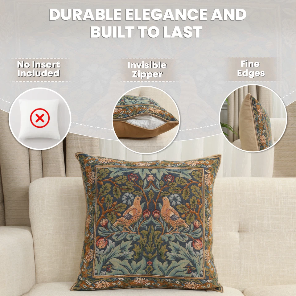 Funda de almohada Brother Bird | Funda de cojín tapiz William Morris 19x19 pulgadas Foto 3 de 4