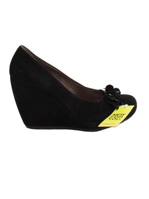 Geox Damen Heels UK 5 schwarz geblümt 100% Wildleder Plateau