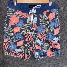 American Eagle Men Size S Blue Floral Polyester Blend Swim Beach Board Shorts