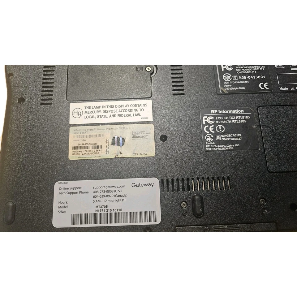 网关笔记本电脑 340UI 英特尔奔腾双核 (1.60GHz) 1GB 内存 120GB 硬盘 — 第 4/4 张图片