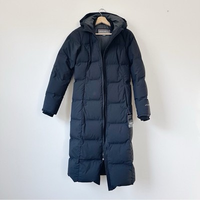 Eddie Bauer Glacier Peak Seamless Black Long Down Puffer Coat Jacket Size XS