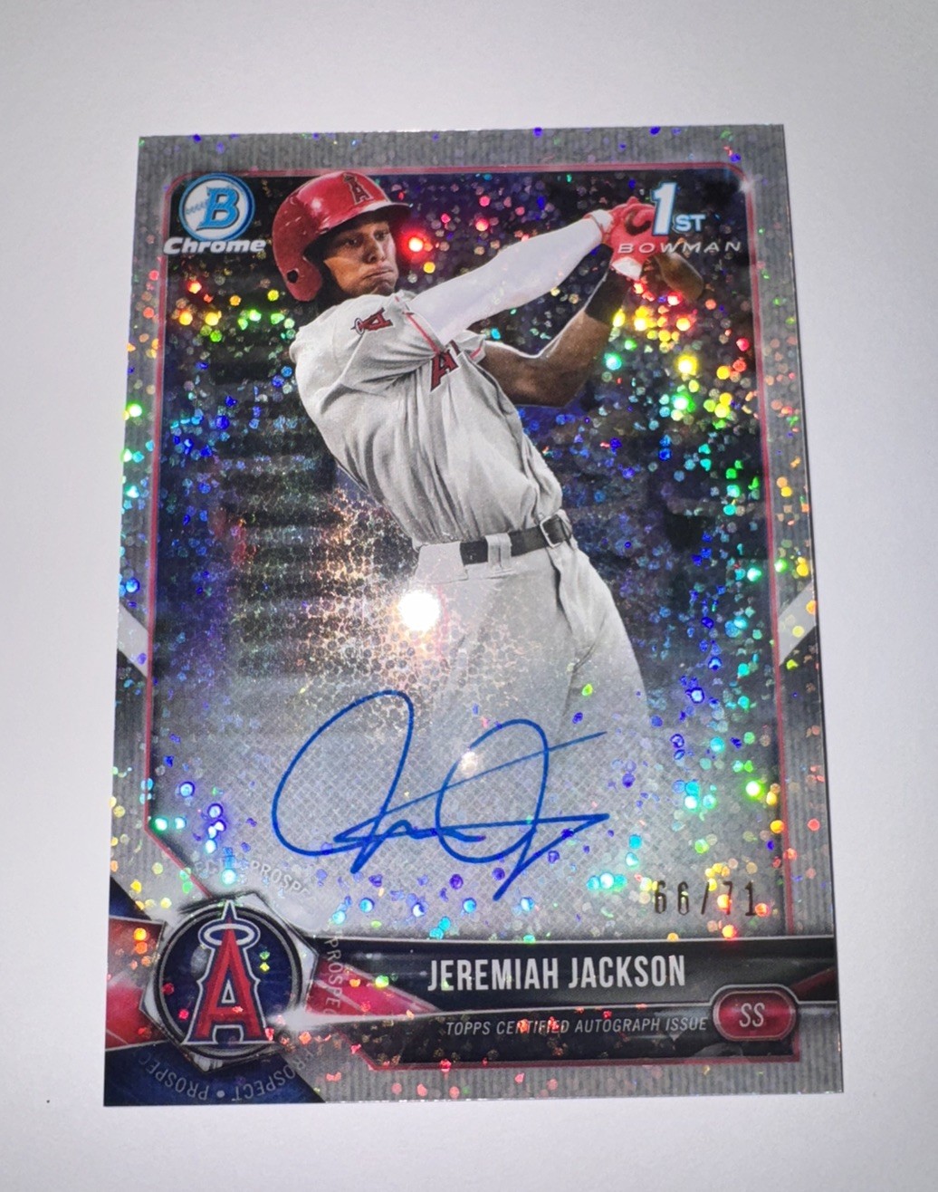 JEREMIAH JACKSON 2018 BOWMAN DRAFT CHROME AUTO SPARKLE REFRACTOR 66/71 