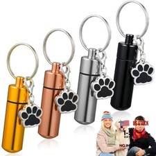 4 Pcs Pet Urns Keychain with 4 Paw Shape Urn Pendant
