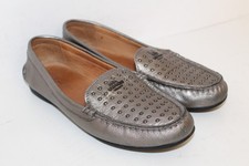 Coach Orlene Metallic Silver Studded Loafers Womens Sz 5.5 B