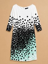 Tahari Arthur S. Levine Black White Polka Dot Sheath Boat Neck 3/4 Sz 16W