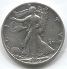 1936- S- WALKING LIBERTY HALF DOLLAR - 90% SILVER -LOT # 227-LOW MINTAGE