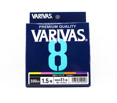 Varivas P.E Line Varivas 8 X8 Multi Color 300m P.E 1.5 Max 31lb (0496)