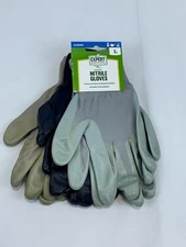 3-Pair EXPERT GARDENER Size Large Gardening Nitrile Gloves Breathable Textured
