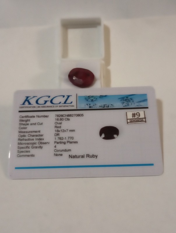 NATURAL EARTH MINED KGCL CERTIFIED GEM TESTED ENHANCED OVAL RED RUBY 16.80 CTS
