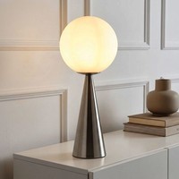 Tischleuchte Tischlampe Nachttischleuchte Glas Weiß Kegelform Leseleuchte Led