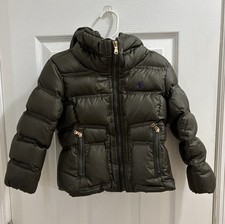 Polo Ralph Lauren Puffer Snow Jacket Toddler Sz 4T Zip Hood Olive Green Down