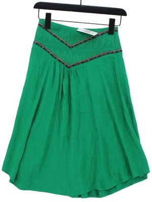 Ba&sh Damen Midi Rock UK 6 Grün Viskose mit Polyester Midi A-Linie