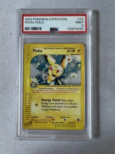 PICHU 22/165 - Expedition Holo Rare - PSA 9 MINT 💎 CLEAN NEW CERT