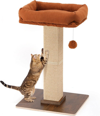 Retro-Style Cat Scratching Post with Perch for Indoor Adult Cats | 28.7'' Elevate