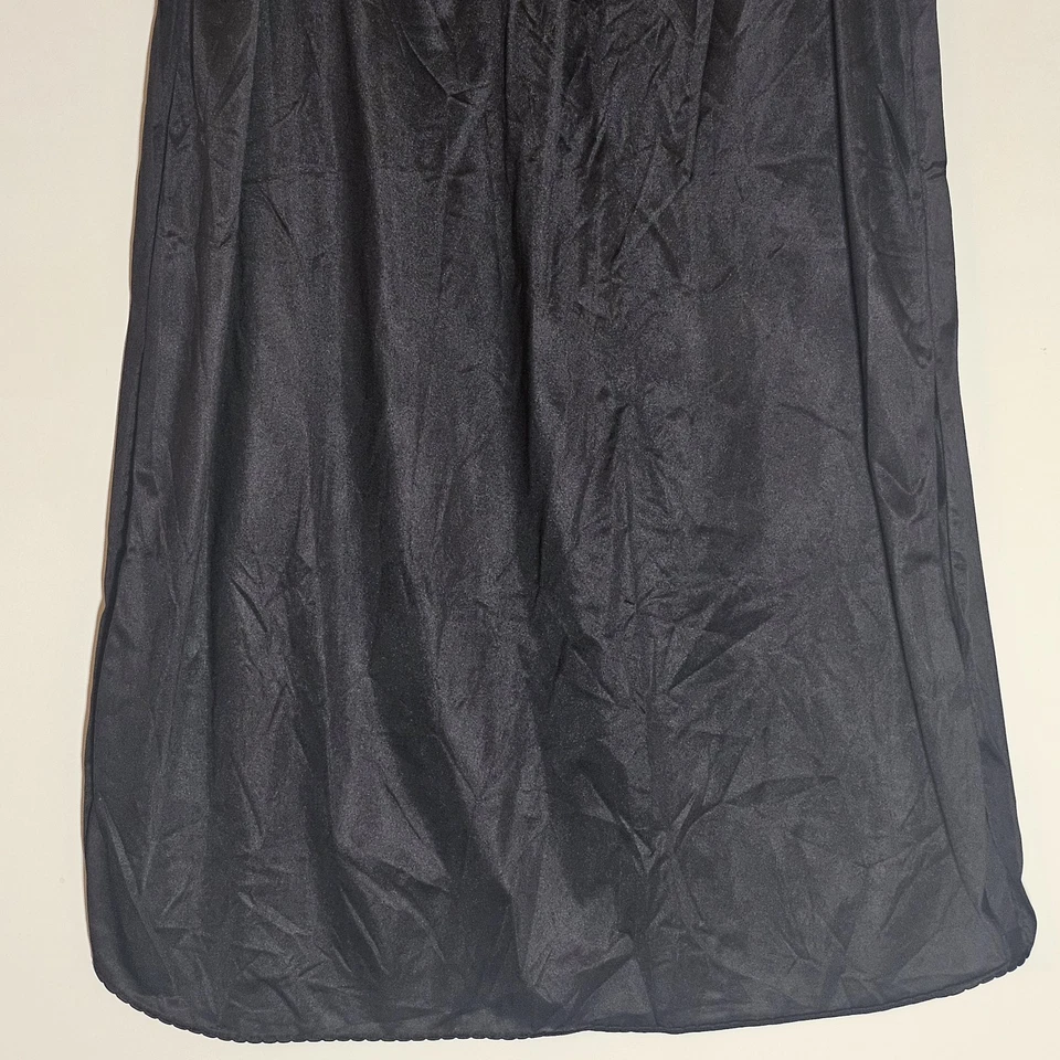 Vintage Vanity Fair Medio Slip Mujer XL Negro Nylon Ranuras Laterales 32" Largo Clásico Foto 3 de 4