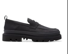 Image of Clarks Badell Step Men’s Black Nubuck Leather Loafers Shoes Size UK 8 G EU 42.