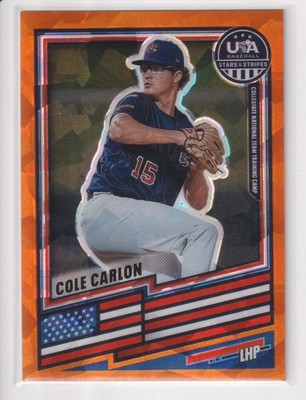 2026 USA Stars and Stripes Orange Ice Prizm #47 Cole Carlon /199