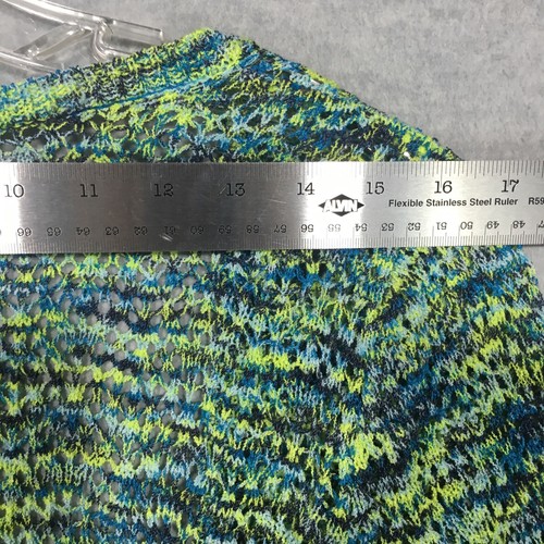 Kim Rogers M Green Open Net Cardigan Mottled Lime Blue Colorful Long Sleeve EUC - Picture 3 of 12