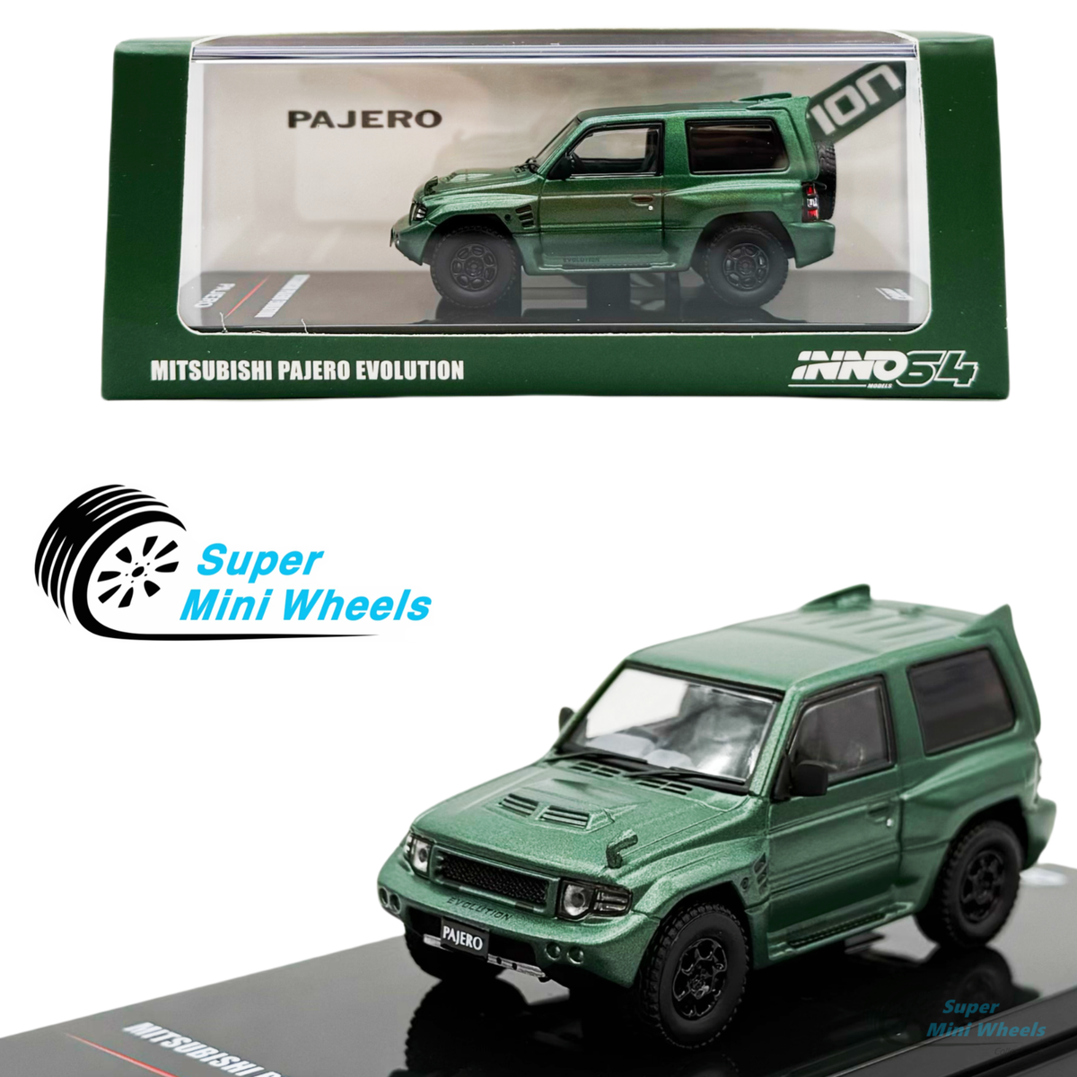 ミニカー Pajero mini INNO64 1:64 Mitsubishi Pajero Evolution Green | eBay