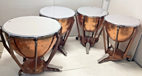 4 Ludwig Copper Timpani Drums with Gauges, New Remo Heads, Free Shipping