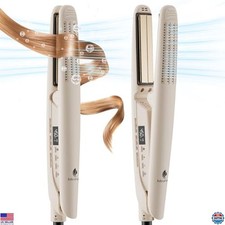 2-in-1 Hair Straightener  Curler, Titanium Ceramic, Auto Off, Dual Voltage