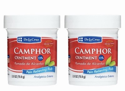 2 Pack DE LA CRUZ  11% CAMPHOR OINTMENT PAIN RELIEVING RUB 2.5 OZ