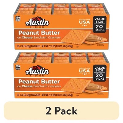 (2 PK)Austin Peanut Butter on Cheese Sandwich Crackers , Snack Crackers 20 Count