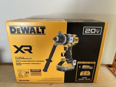 DeWALT 20V 1/2  Brushless XR 3-Speed Hammer Drill/Driver Kit (DCD1007WW1) - NEW