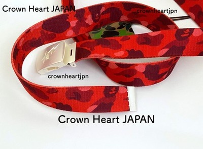 2025 New A BATHING APE BAPE RED COLOR CAMO STA GI BELT Authentic