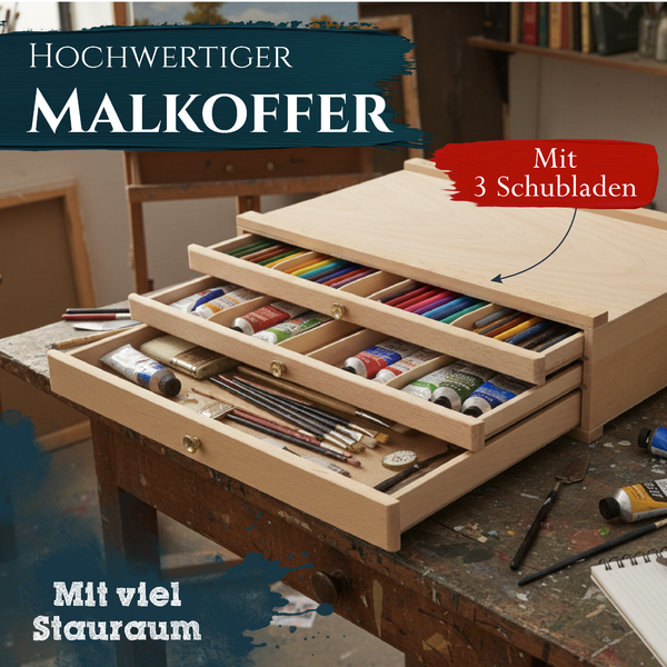 Malkoffer Malkasten Holz KüNstlerkoffer Zeichenkoffer Box NäHkäStchen NäHkasten-image