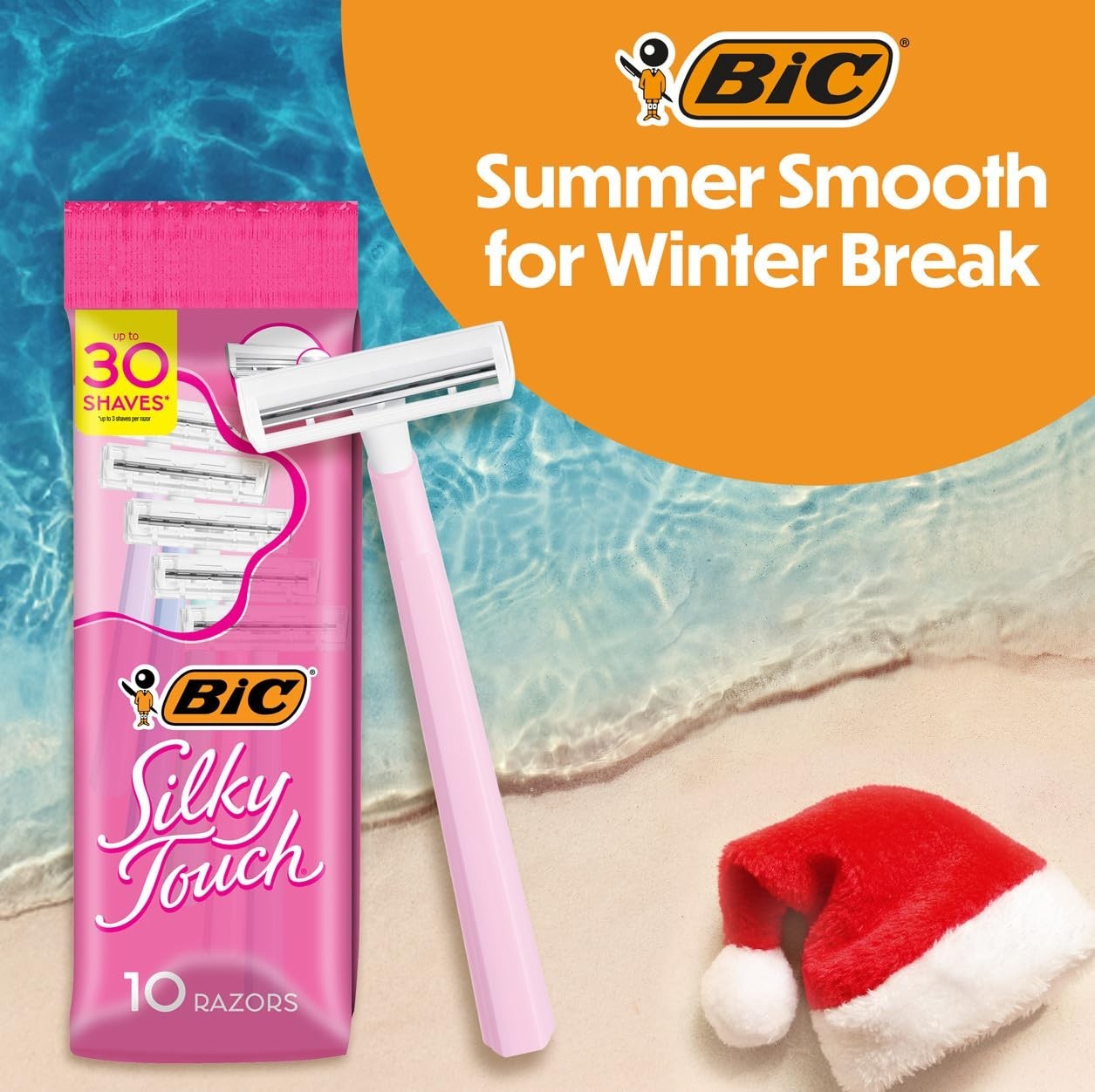 BIC Silky Touch Women's Disposable Razors 10 Count Pack of Shaving Razors
