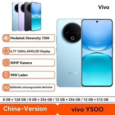 ViVO Y500 5G Smartphone 6,77 Zoll 120Hz Dimensity 7300, 8200mAh 90W Ladung, NFC