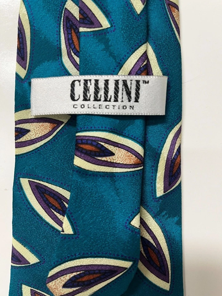 Necktie Blue Cellini Collection Modern All Silk Made in USA Imported Fabric — 第 4/4 张图片