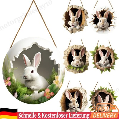 Easter Door Sign Rustic Bunny Hanging Pendant for Holiday Front Door Wall Decor